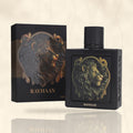 Rayhaan Lion 100ml EDP sobre fondo mármol beige - Imperio Árabe